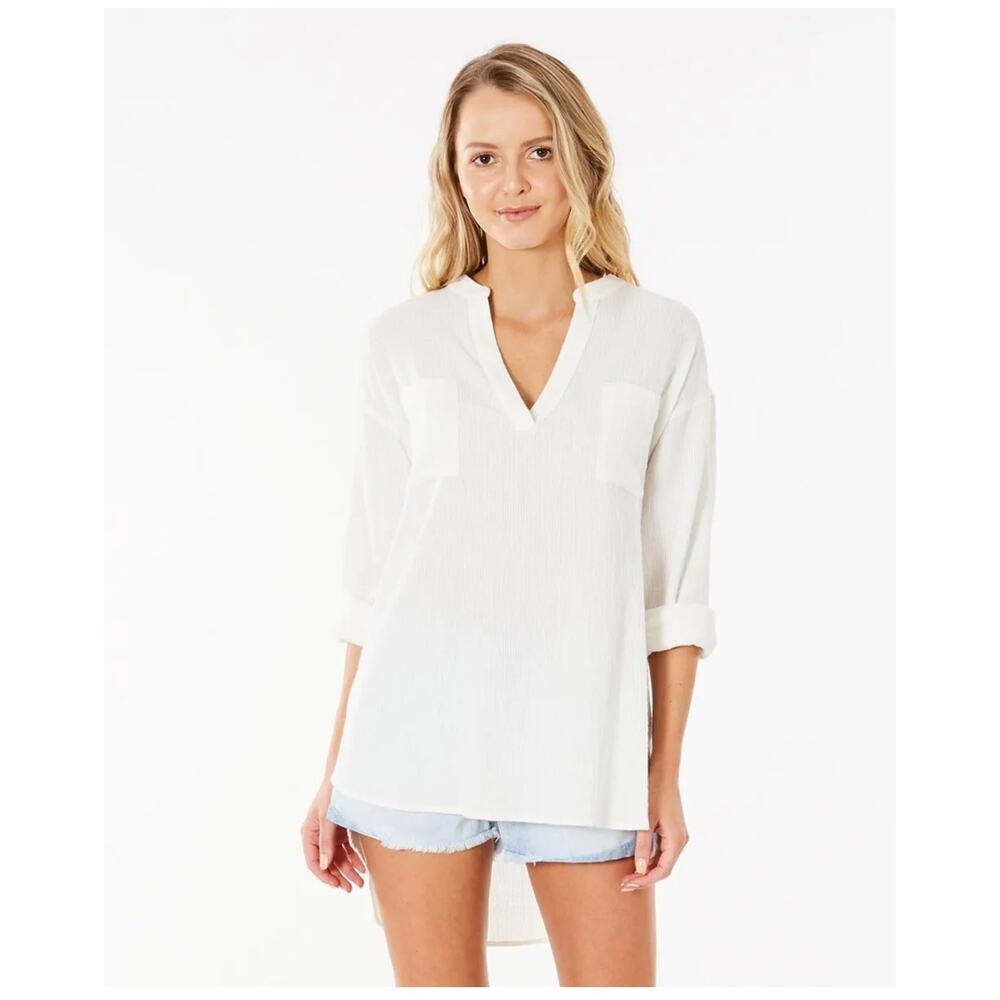 Kova long sleeve cotton shirt swim cover Small Beachy pool travel cruise